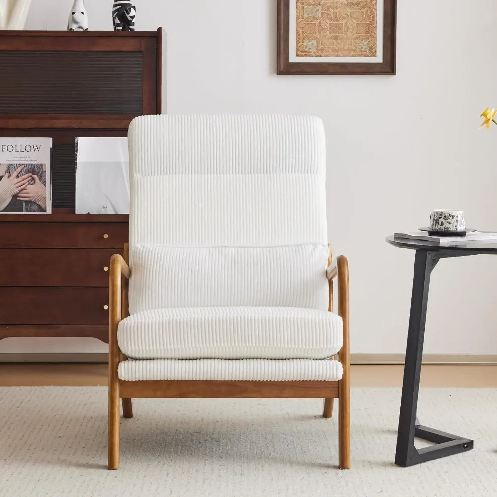 Mid Century Modern Accent Chair with Pillow Upholstered Lounge Armchair