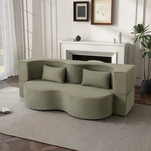Memory Foam Sofa Bed Foldable With Faux Fur Upholstery