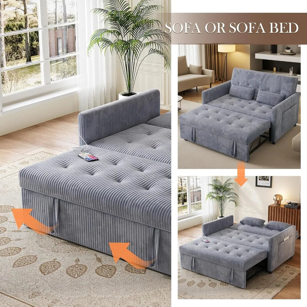 DAFIFY 3 In 1 Sofa Bed Loveseat With USB Ports Modern