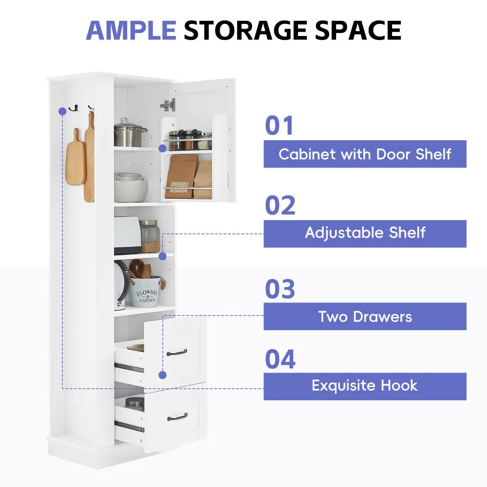 Tall Bathroom Storage Cabinet With Hook And Adjustable Shelf