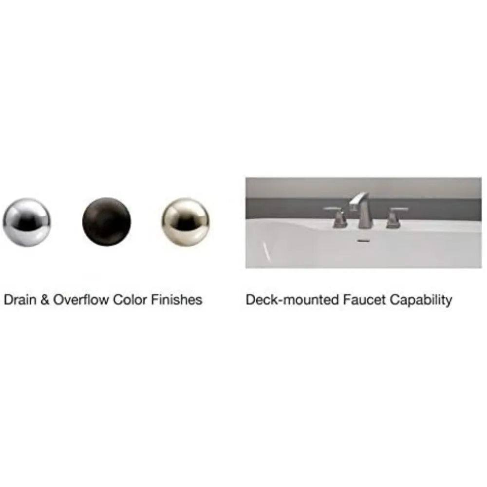 Trinity 69 Inch Modern White Freestanding Soaking Bath Tub with Chrome Drain