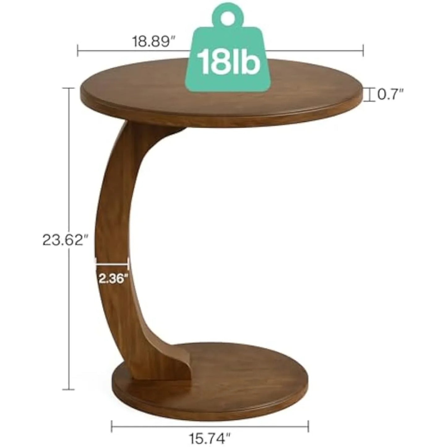 LITTLE TREE Round Wood CShaped End Table Living Room