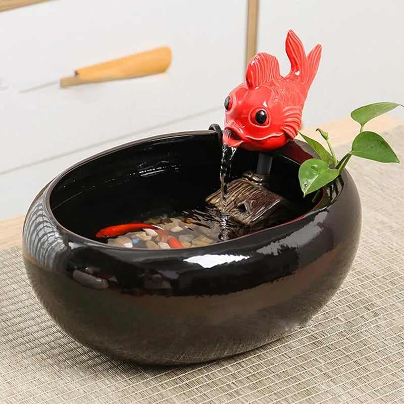 Ceramic Fountain Waterfall Vase Feng Shui Water Feature
