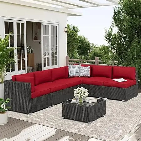 Outdoor Patio Furniture Set With Glass Top Table Cushions