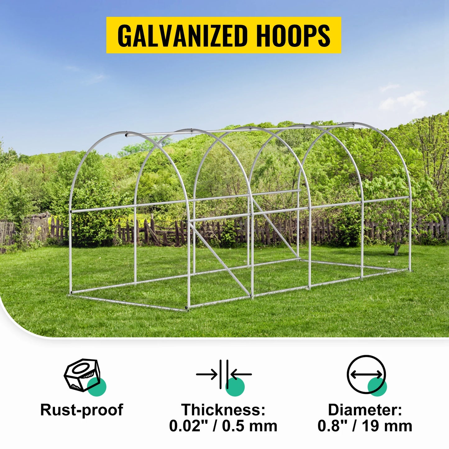 SucceBuy Walk-In Tunnel Greenhouse Galvanized Frame