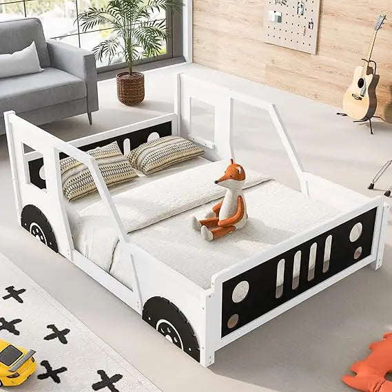 DAFIFY Car Bed Montessori Floor Bed With Fence Door