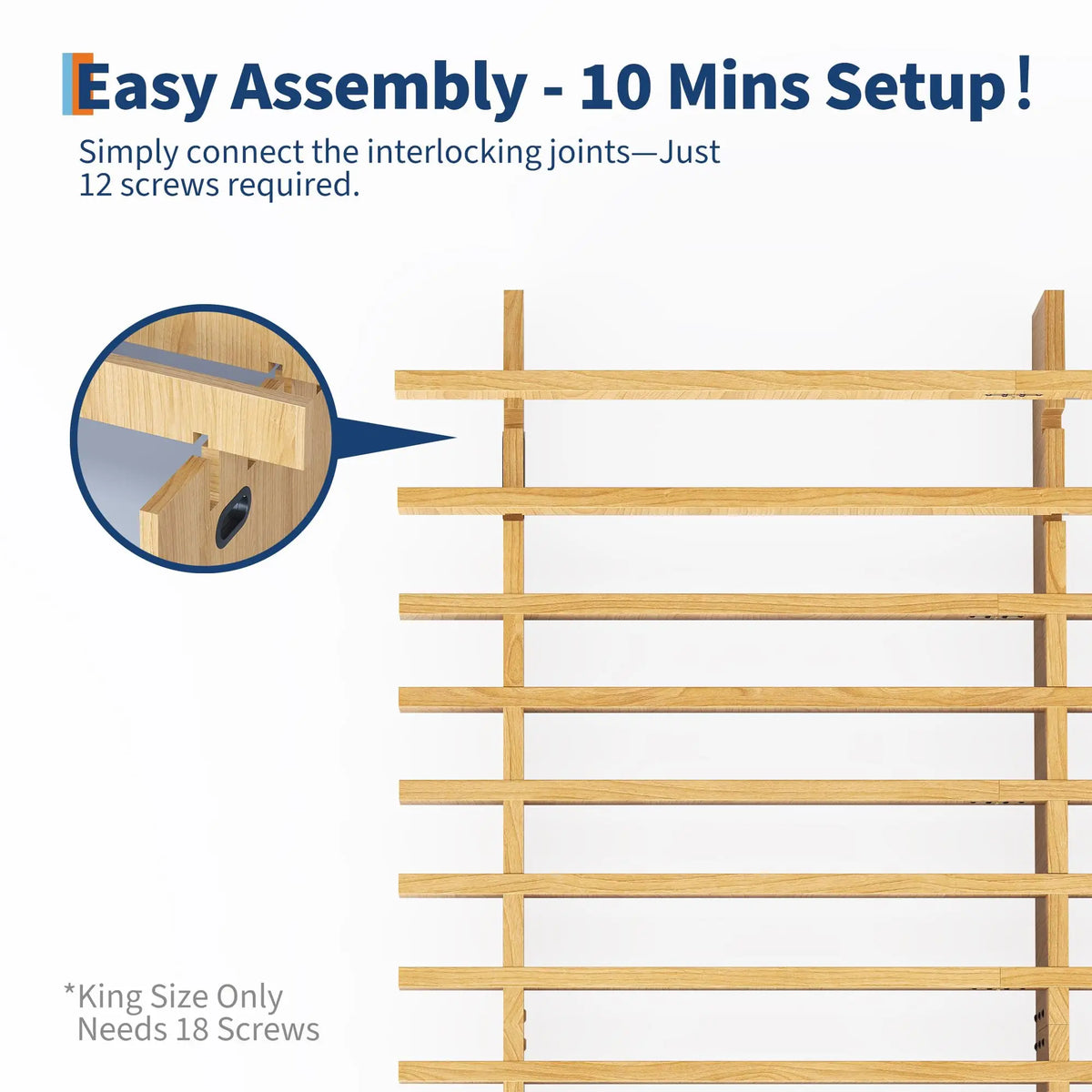 HiMISS Wood Platform Bed Frame No Box Spring Required