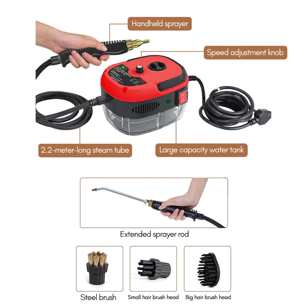 Romellar 1500W Portable Handheld Steam Cleaner With Brush Heads
