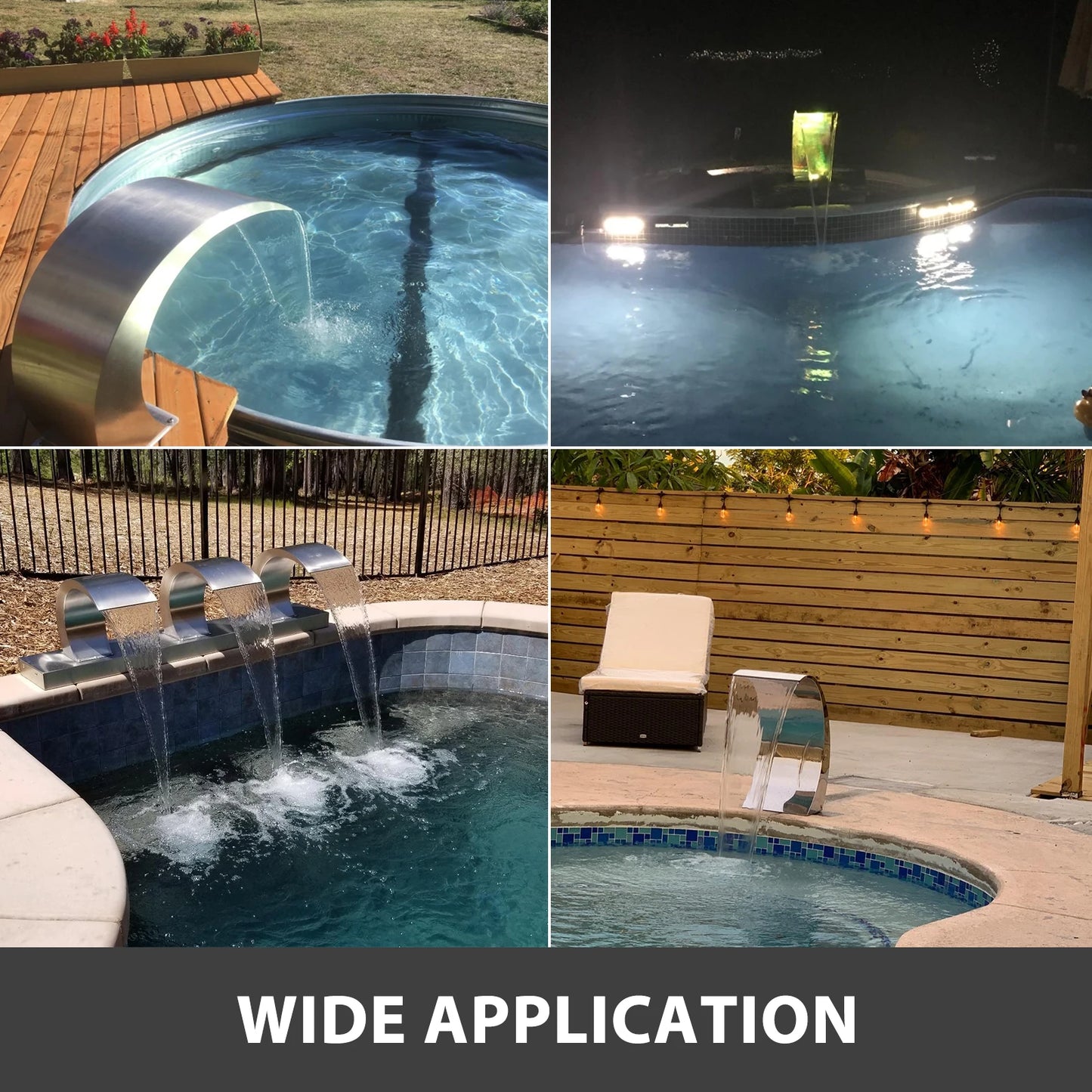 SucceBuy Stainless Steel Pool Fountain Waterfall Feature