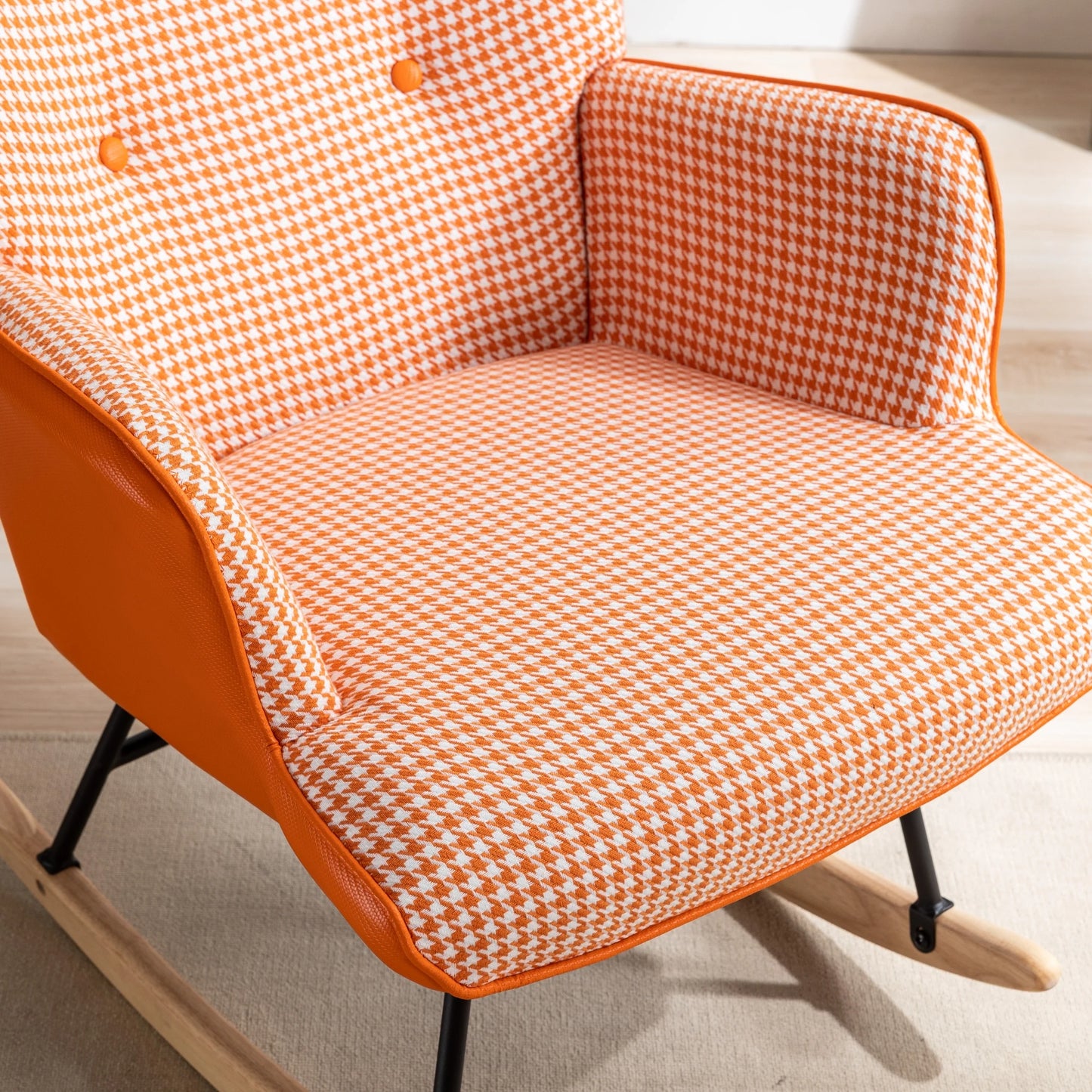 35.5 Inch Modern Nursery Rocking Glider Chair With High Backrest For Home