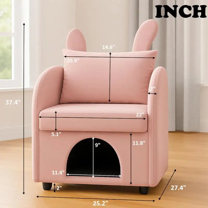 General Use Velvet Bunny Armchair Pet Hideaway Chair