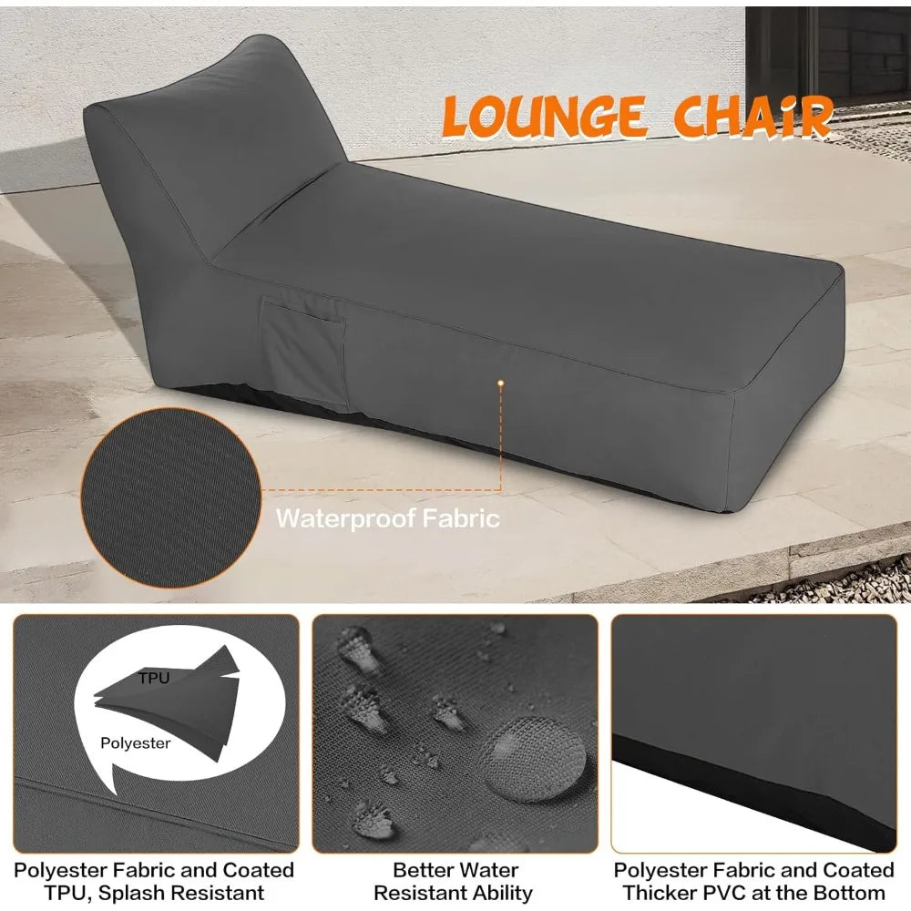 MKDK Outdoor Chaise Lounge Reclining Waterproof Sunbed