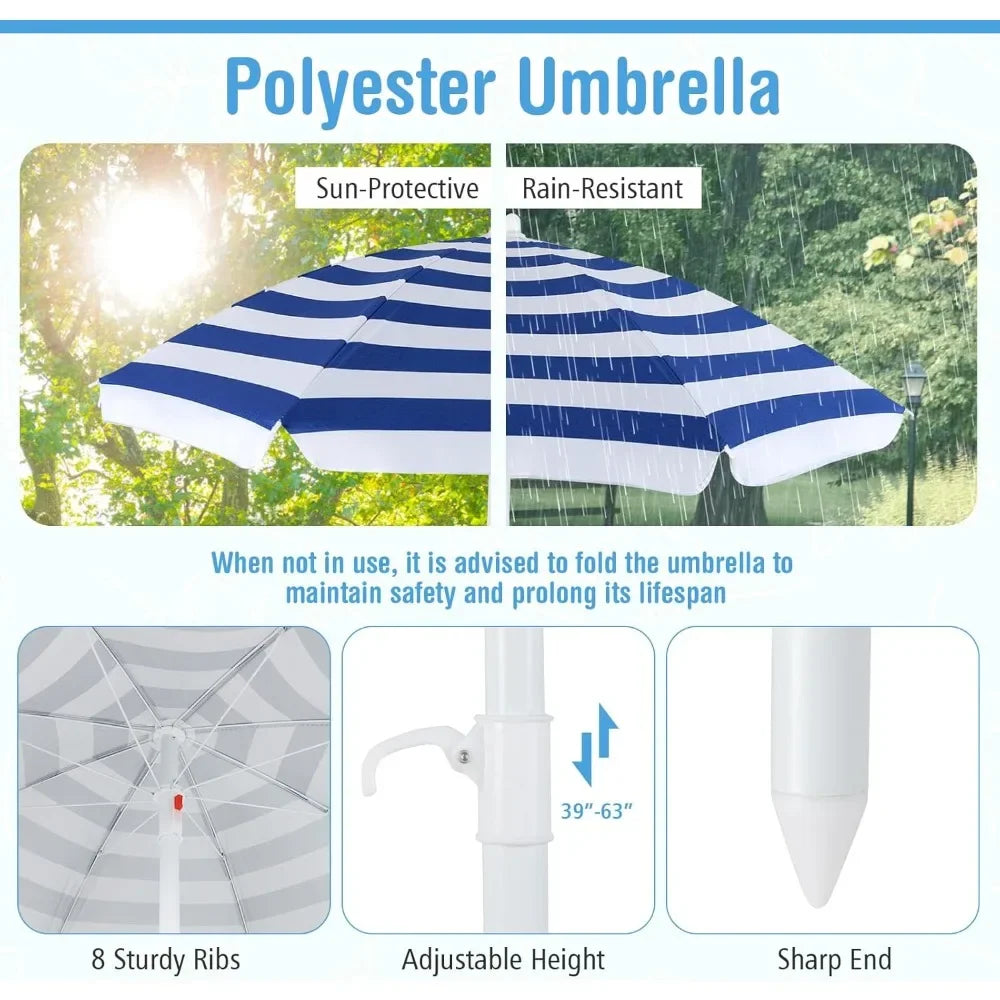 ANGDUO Kids Picnic Table Outdoor Table and Chair Set with Removable Umbrella and Metal Frame