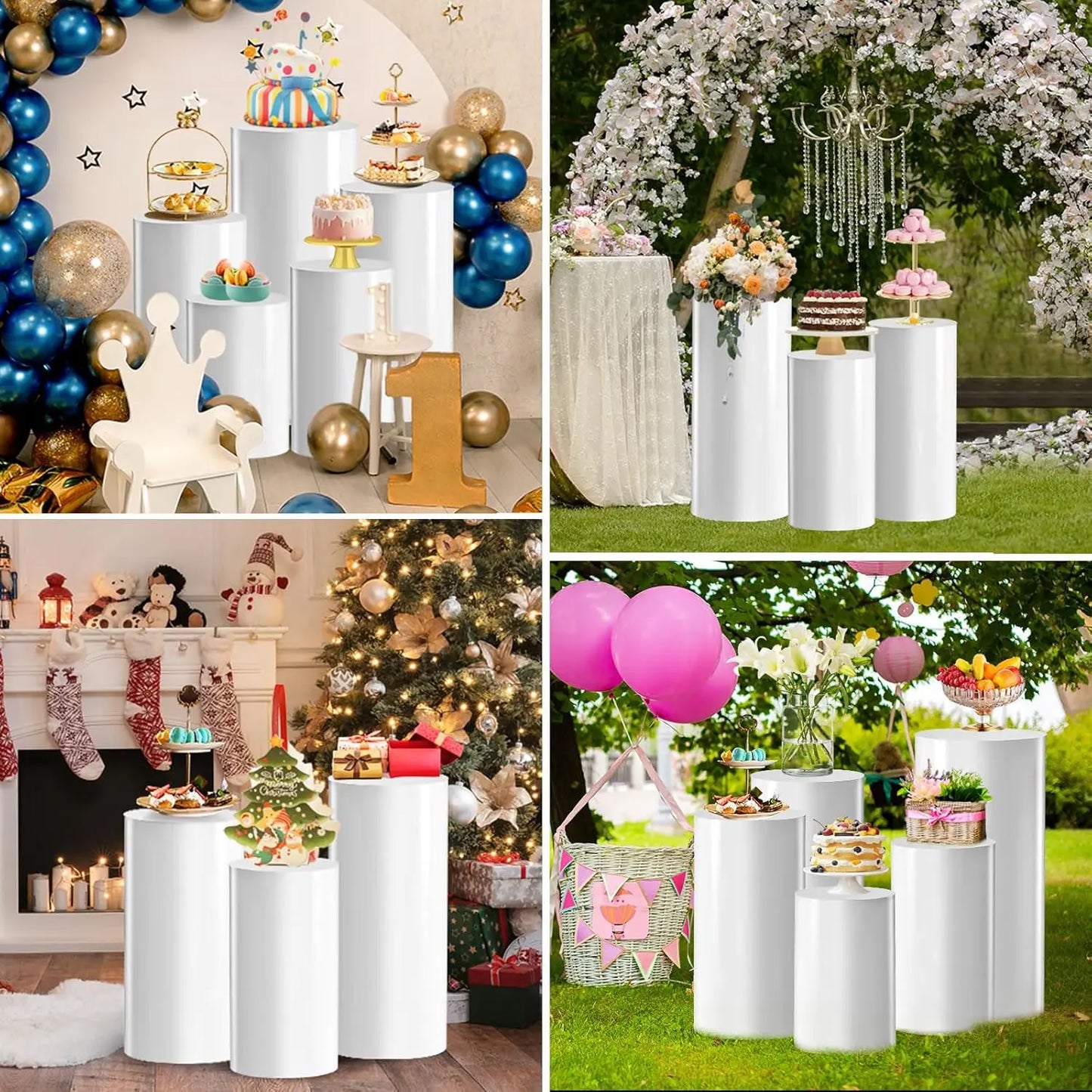 Cylinder Cake Stands Set of 5 Metal Pedestals