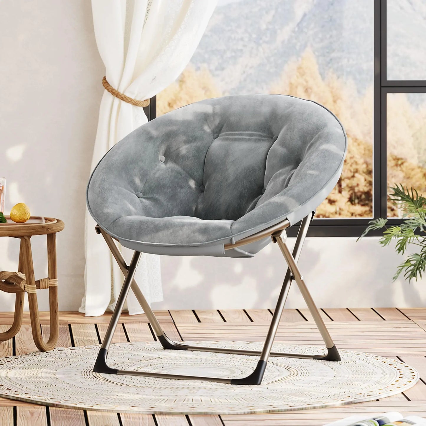 HiMISS Comfy Saucer Chair Reading Lounger With Metal Frame