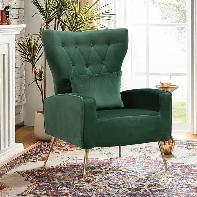 Mid Century Modern Velvet Accent Armchair With Tufted Back
