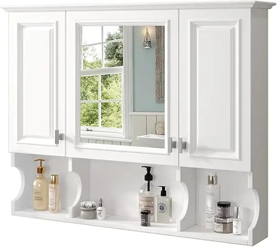 Bathroom Wall Cabinet With Mirror And Open Shelves