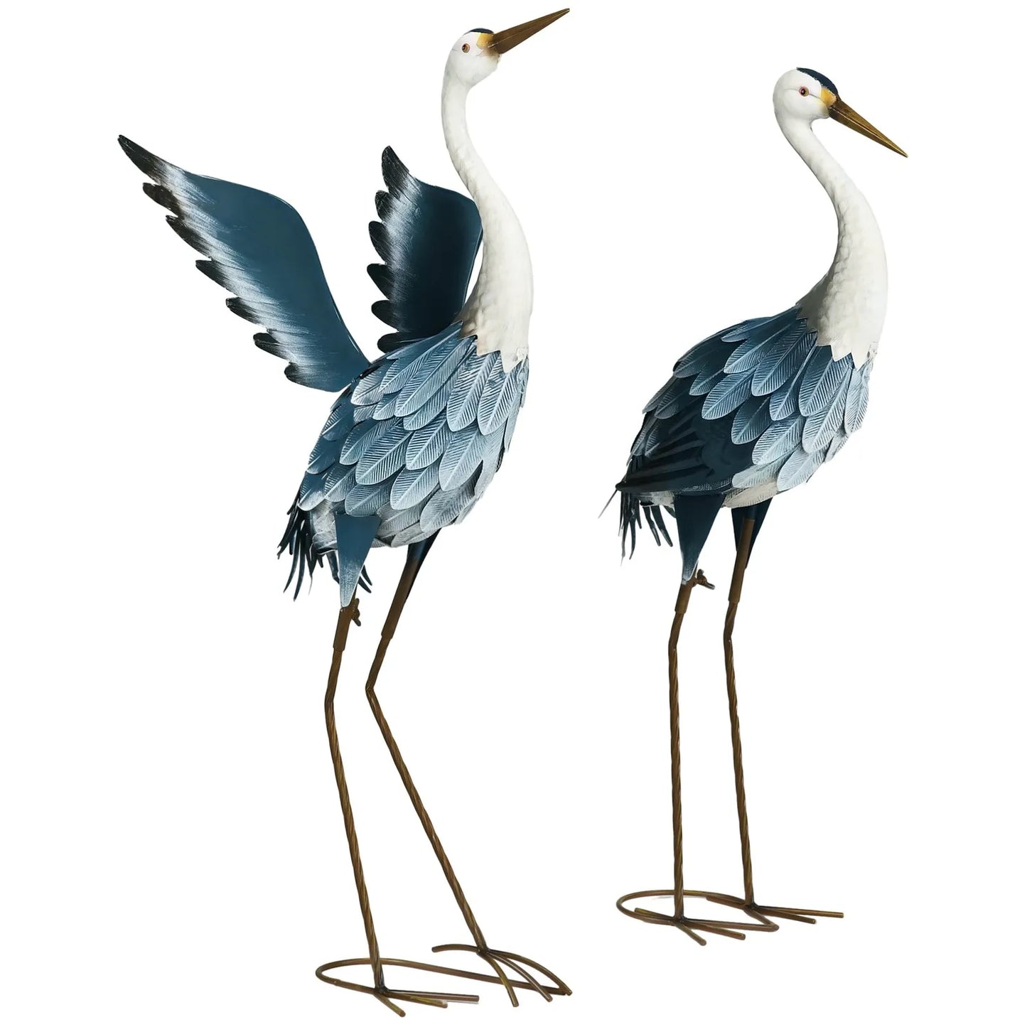 Heron Garden Statues Metal Bird Sculptures Yard Art