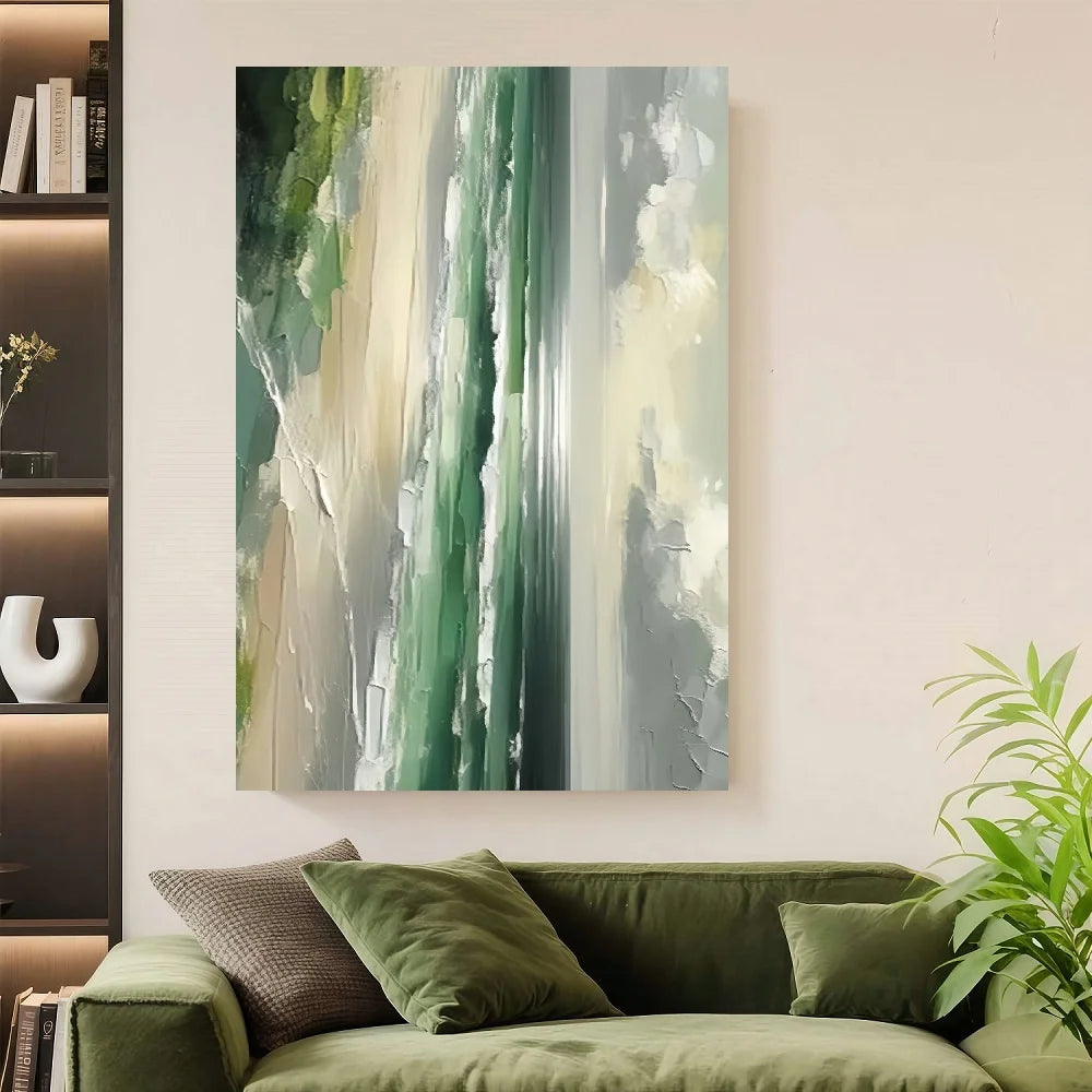 Framed Abstract Coastal Landscape Canvas Wall Art Living Room