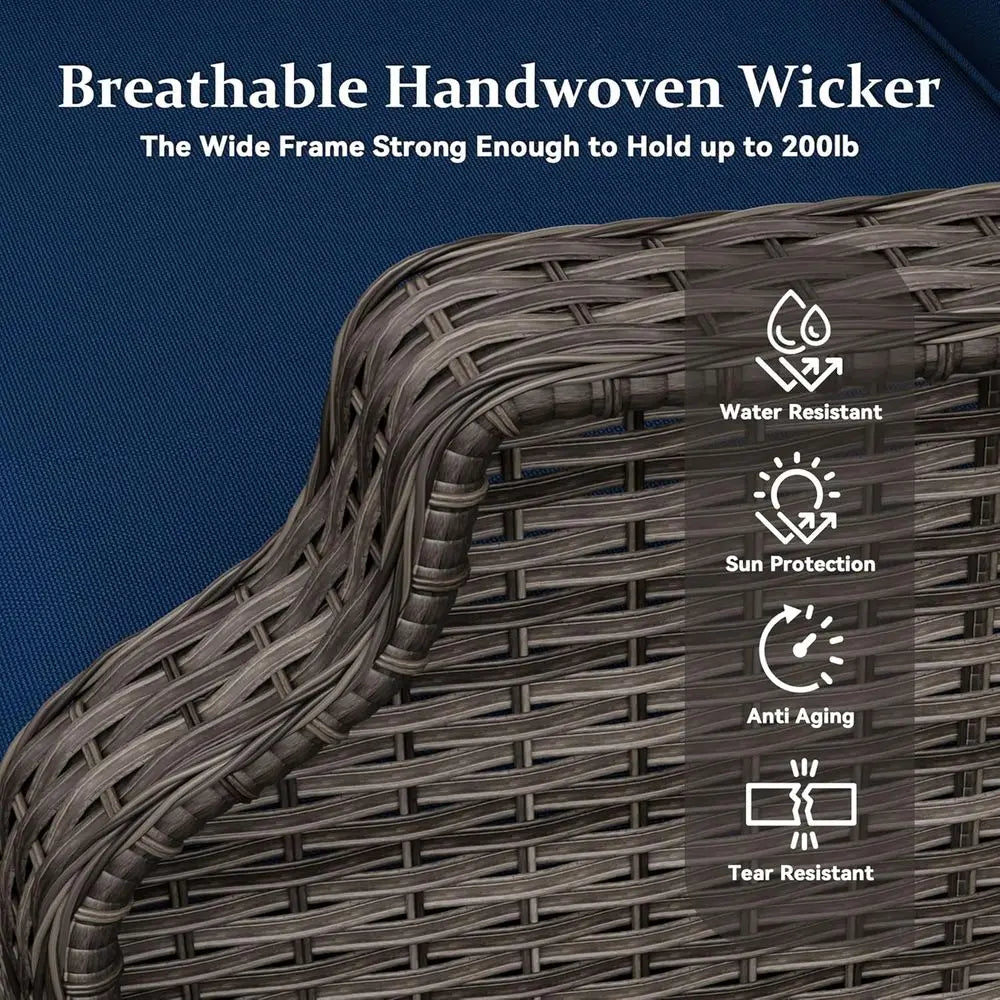 Outdoor Patio Wicker Loveseat With Cushions For Garden Balcony