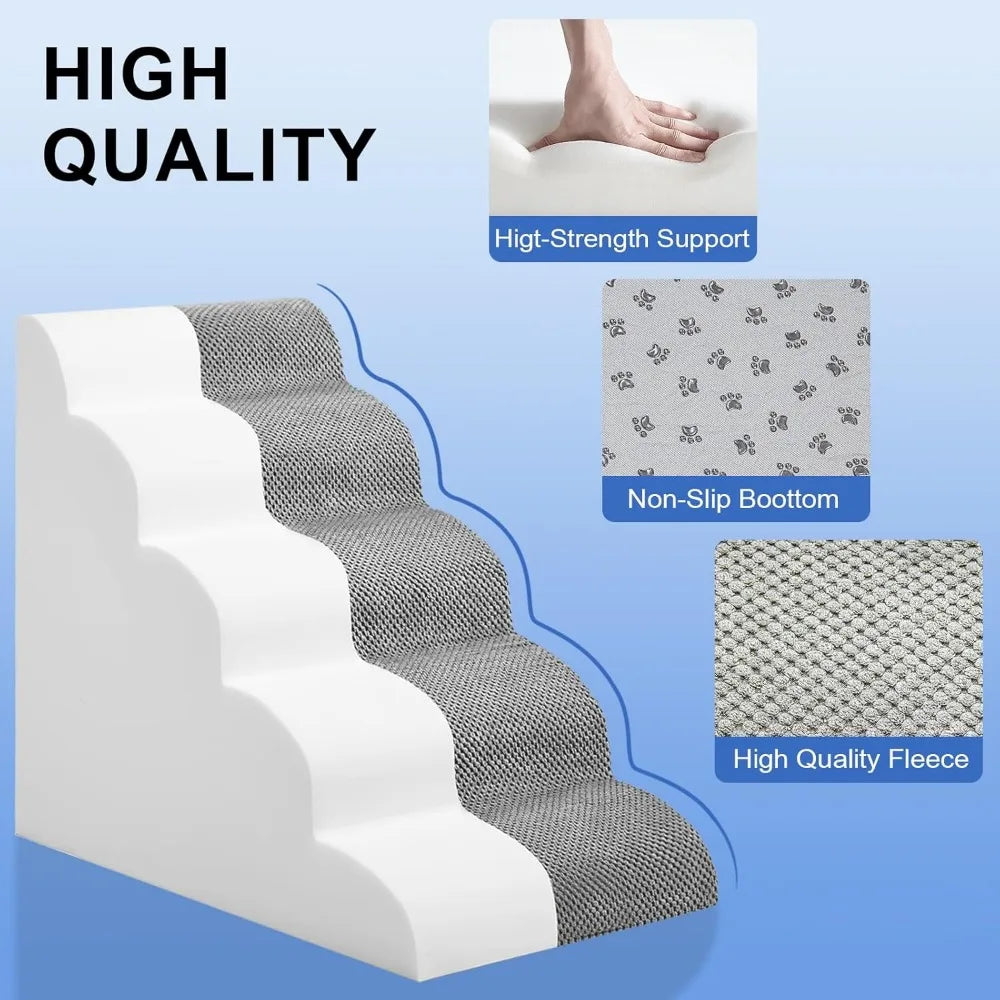 Dog Staircase for Bed 5 Step Non Slip Ramp Small Dogs