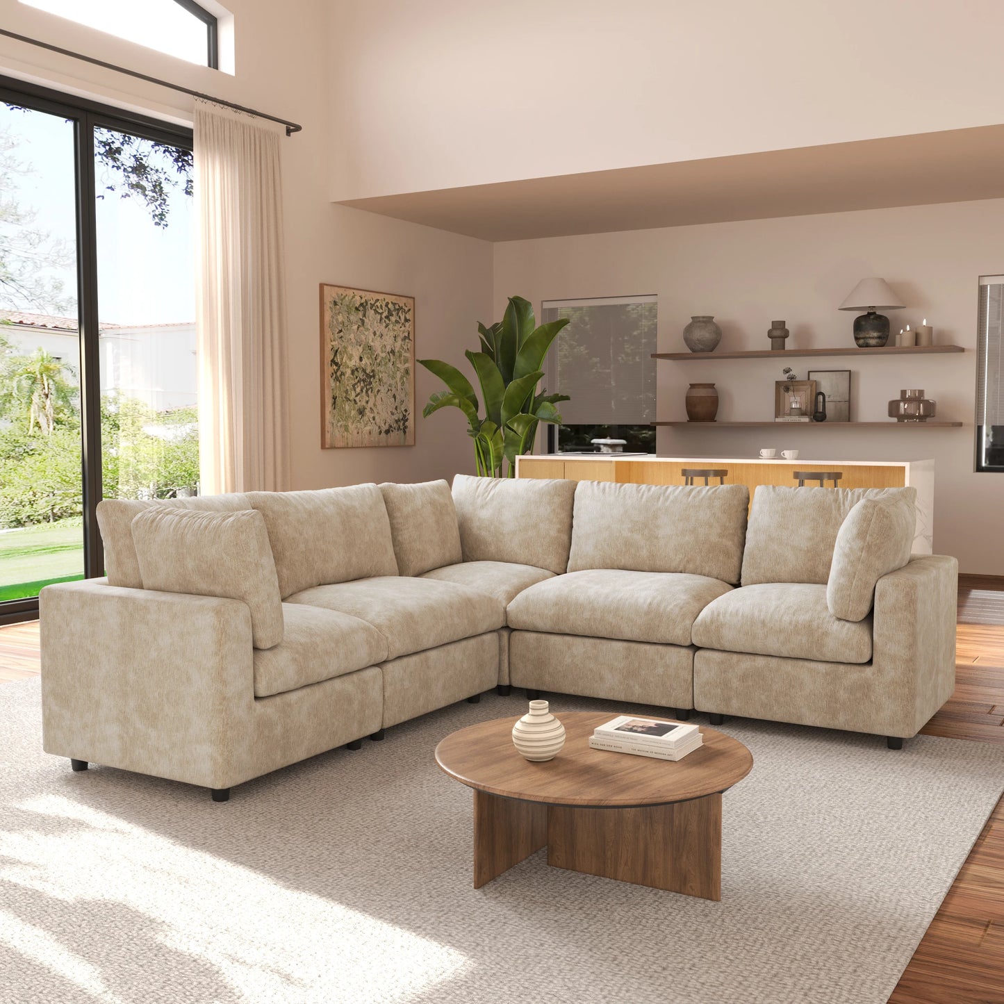 Guangdong V Shape Corner Sectional Sofa Convertible Couch
