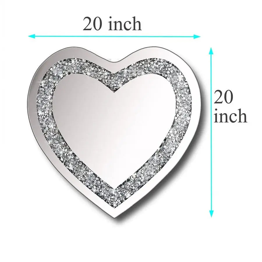 Crystal Crush Diamond Heart Shaped Mirror Wall Decor