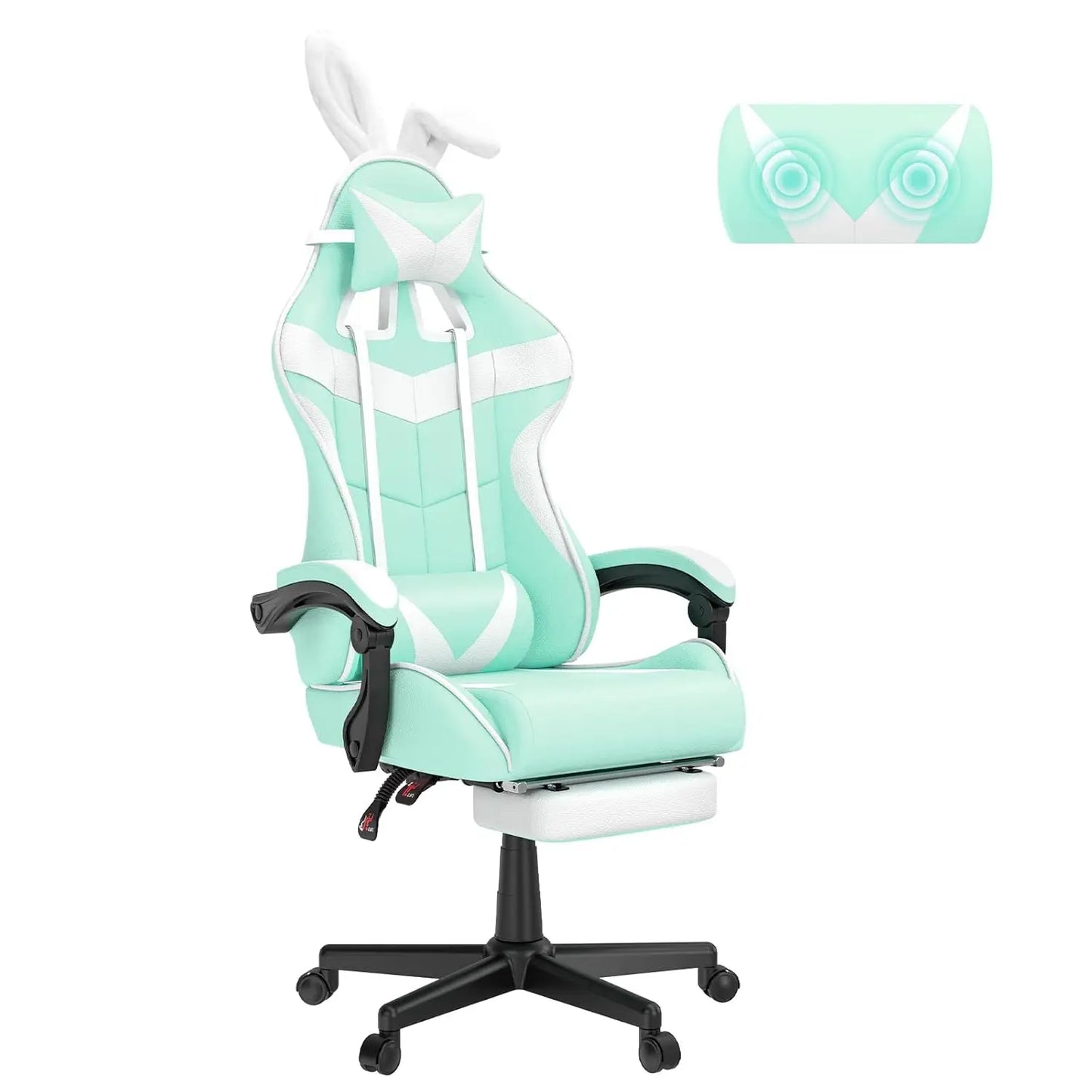 Ergonomic Gaming Chair With Bunny Ears Headrest Lumbar Support