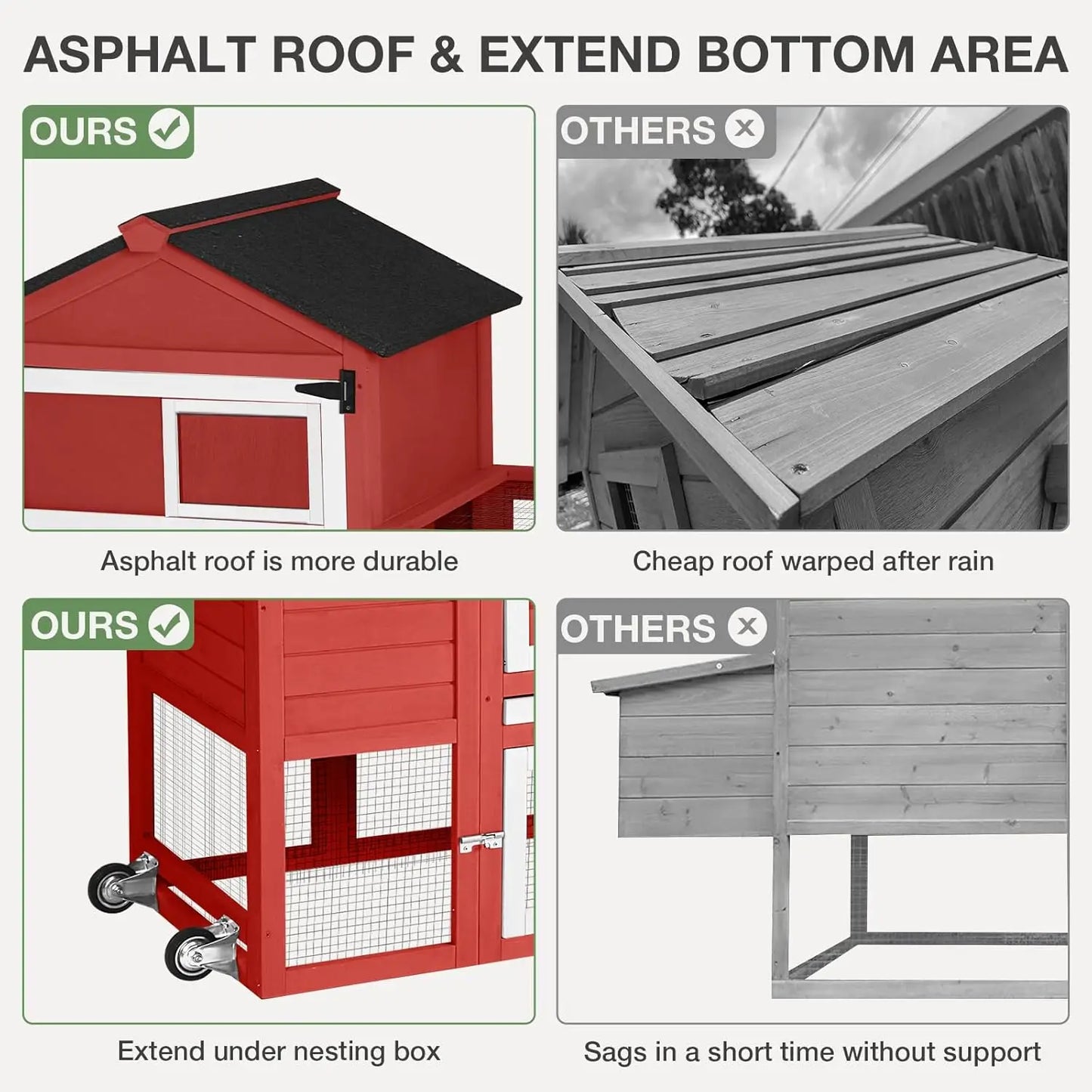 XMSJ Outdoor Chicken Coop With Wheels And Nesting Box