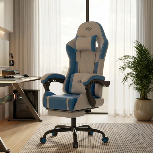Ergonomic Gaming Chair With Lumbar Massage And Adjustable Headrest