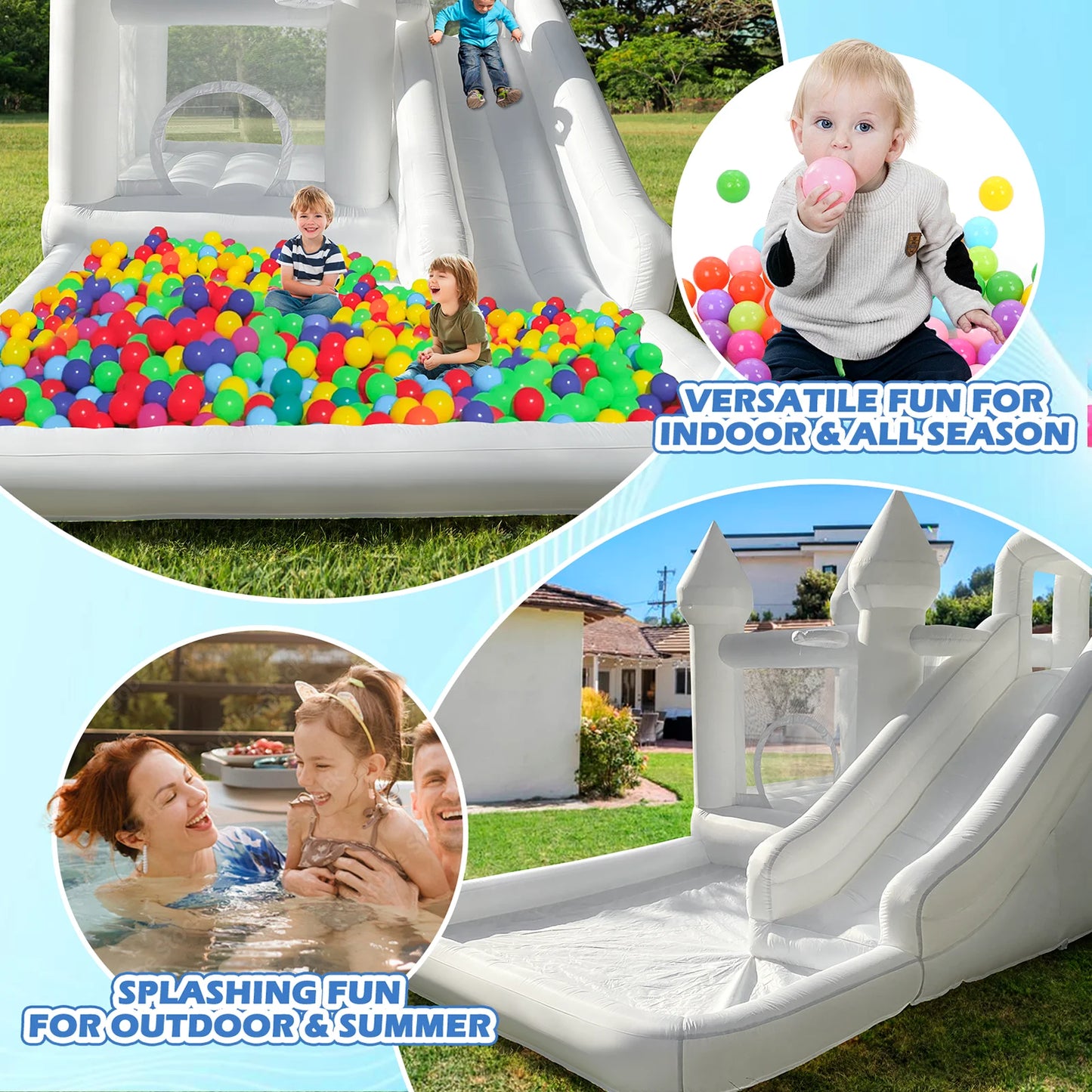 Inflatable Kids Castle With Ball Pit And Water Slide