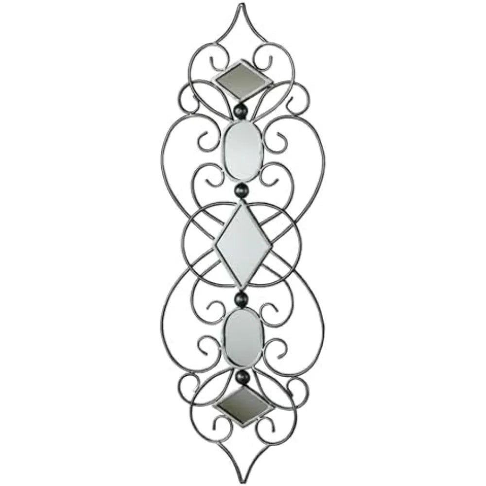 Abstract Scrollwork Mirrored Metal Wall Art Decorative Hanging Mirror