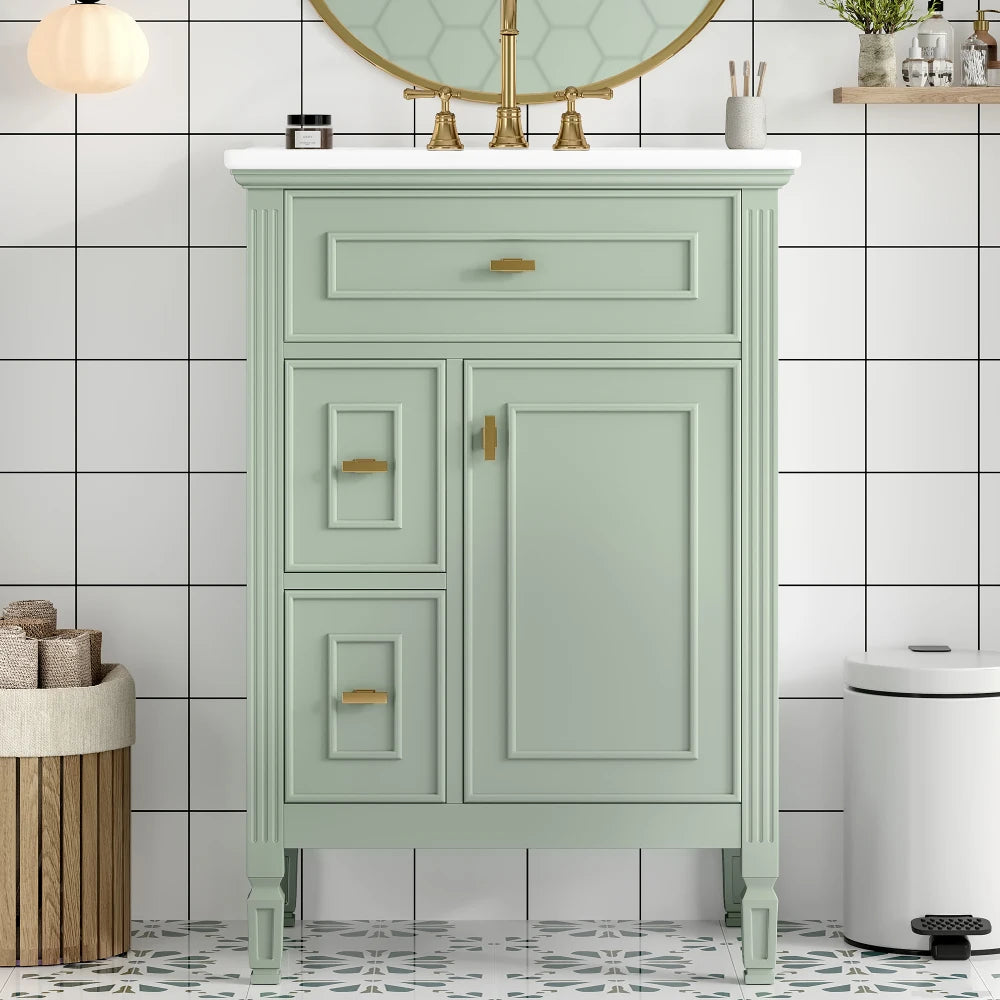Bathroom Vanity Sink Cabinet With Drawers And Adjustable Shelf
