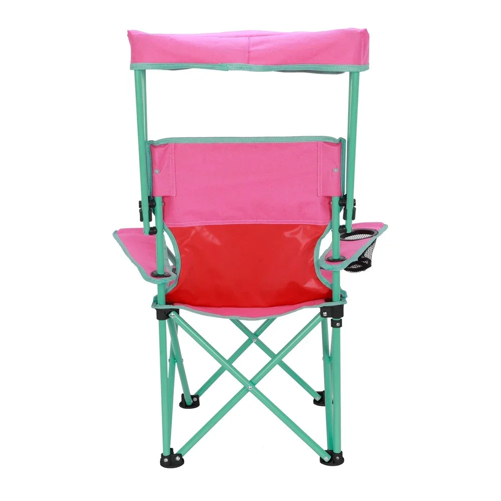 Kids Canopy Camp Chair With Sunshade And Cup Holder