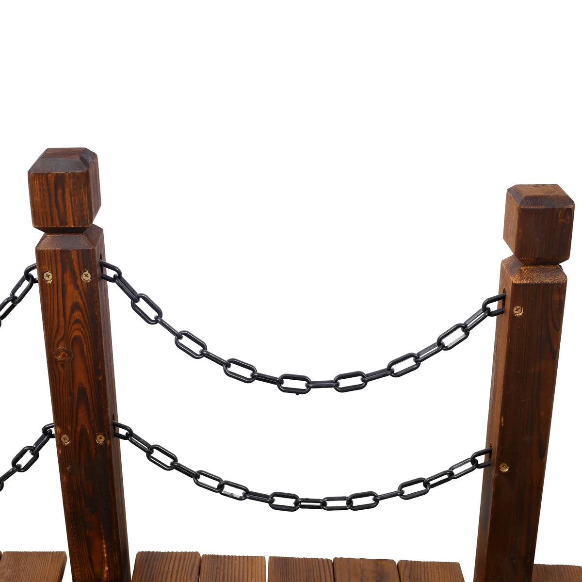 Wooden Garden Footbridge With Chain Railings for Decorative Pond