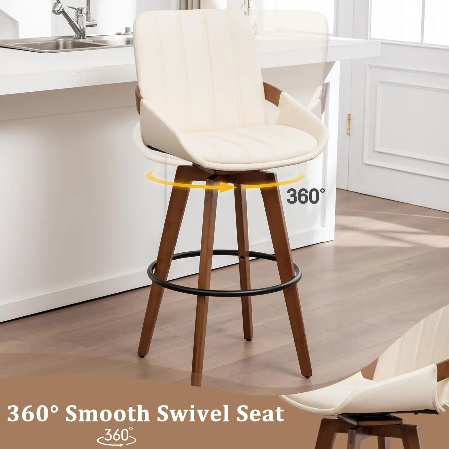 ZHENDAI Mid Century Swivel Bar Stools For Home Bar