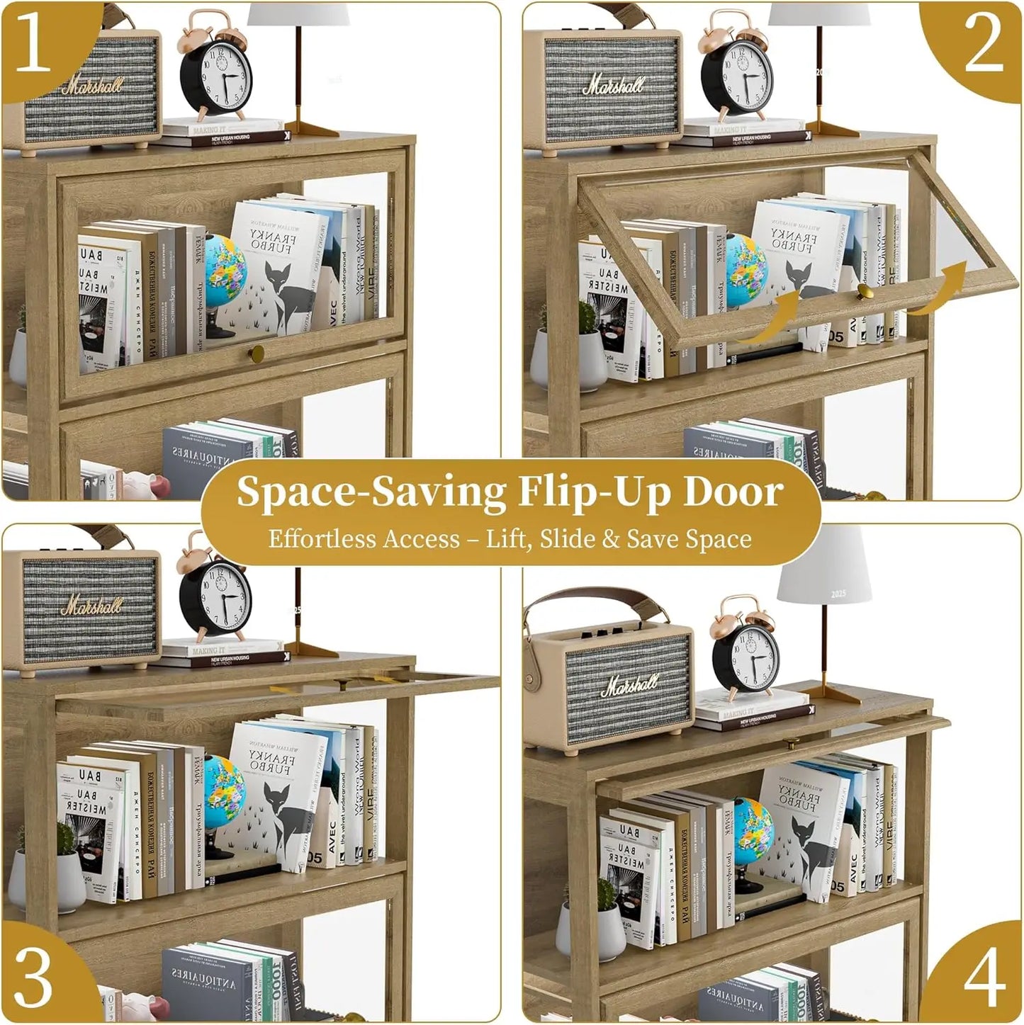ZHILU 4-Tier Display Cabinet With LED Lighting For Collectibles