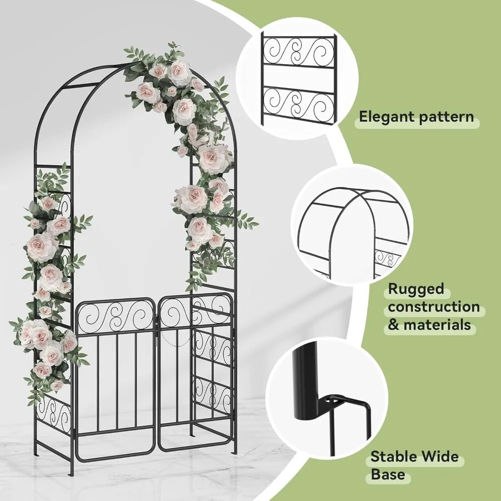 MKDK Garden Fence And Arch Set With Heavy Duty Arbor Gate