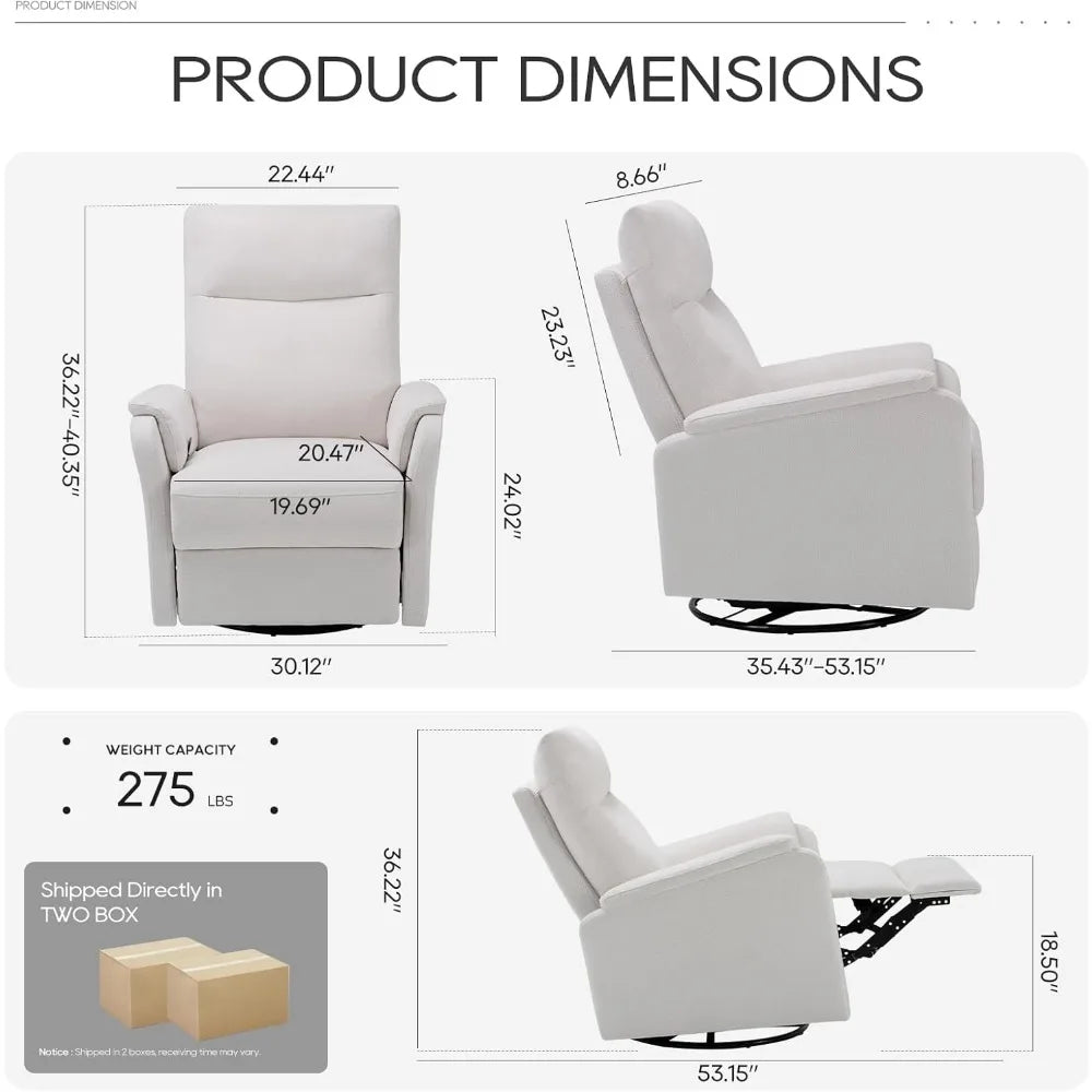Nursery Glider Recliner Chair With Footrest And High Back