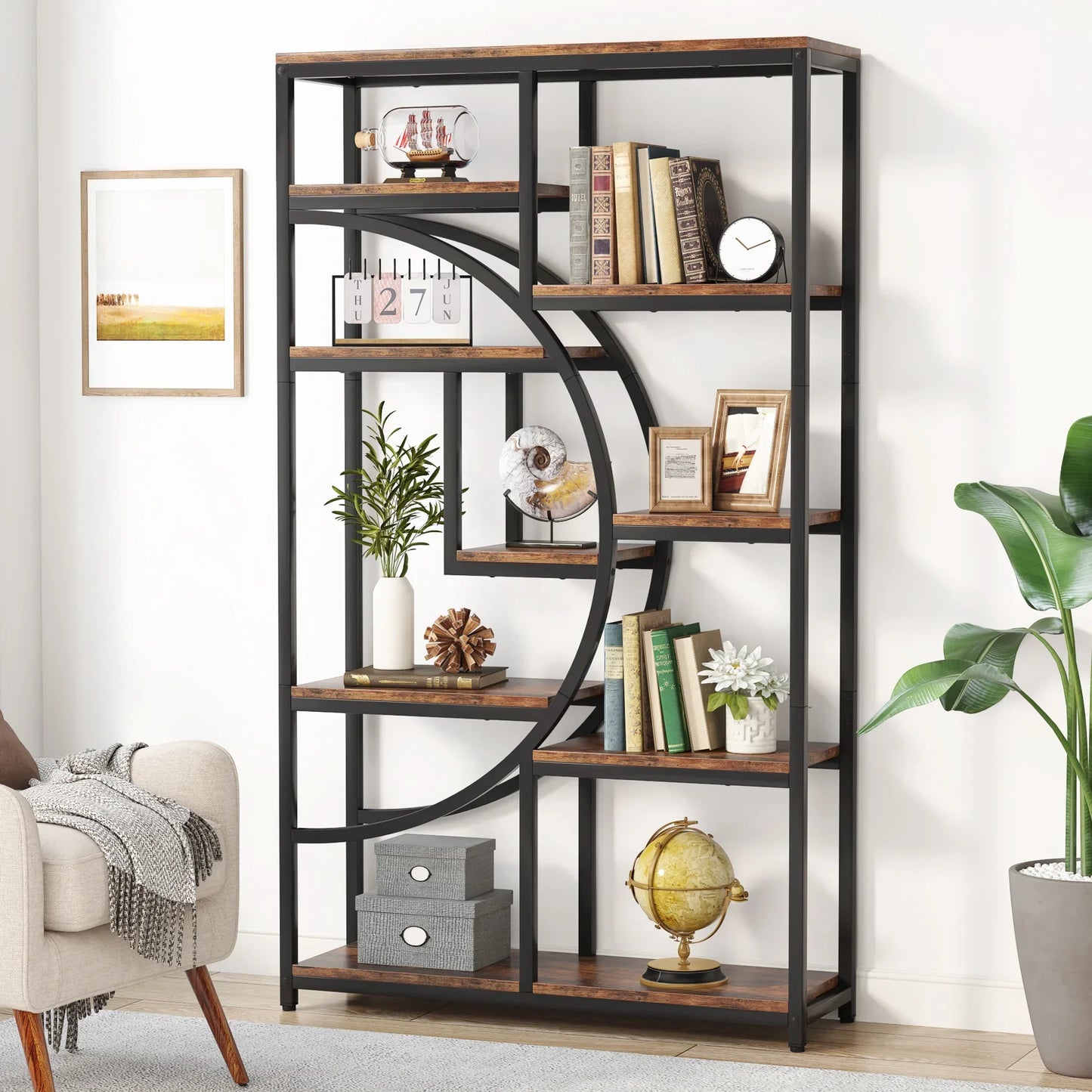 Tribesigns Industrial 5 Tier Etagere Bookcase Freestanding