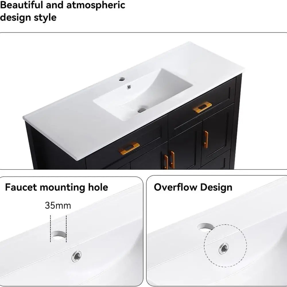 Modern Bathroom Vanity With Sink 4 Drawers Soft Doors