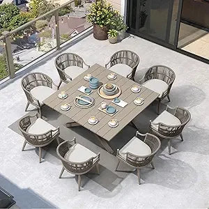 DAFIFY Outdoor Wicker Dining Set With Aluminum Table