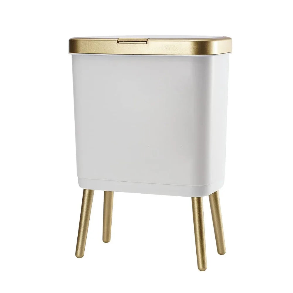 NBVCX Narrow Bathroom Trash Can With Lid Push Button