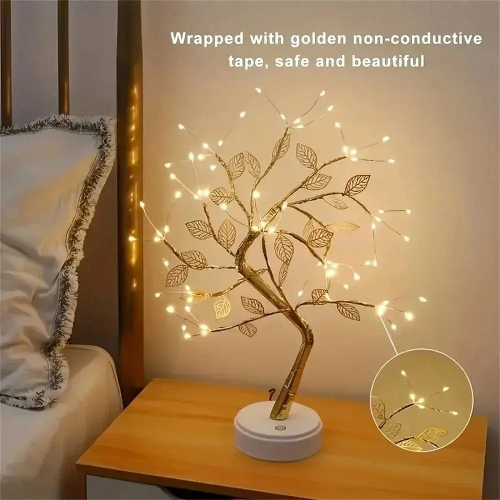 LED Golden Leaf Table Lamp Christmas Tree Night Light