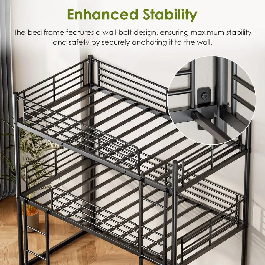 MBVM Metal Triple Bunk Bed For Kids SlatSupport Plus
