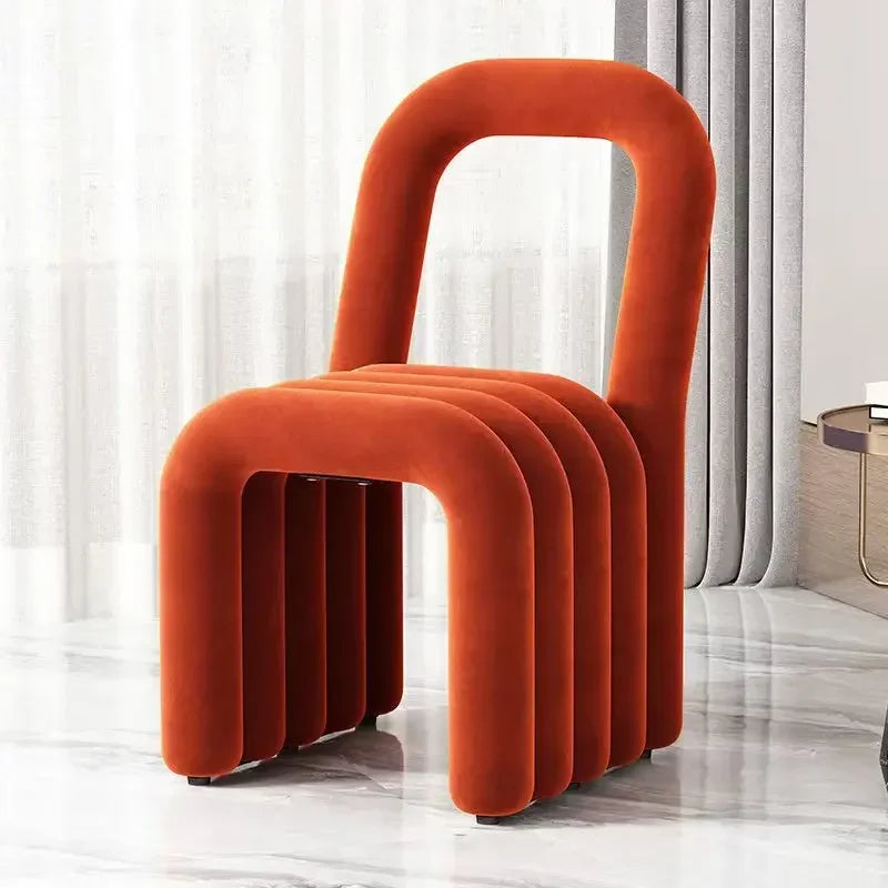 Plush Irregular Velvet Makeup Chair For Girls Bedroom