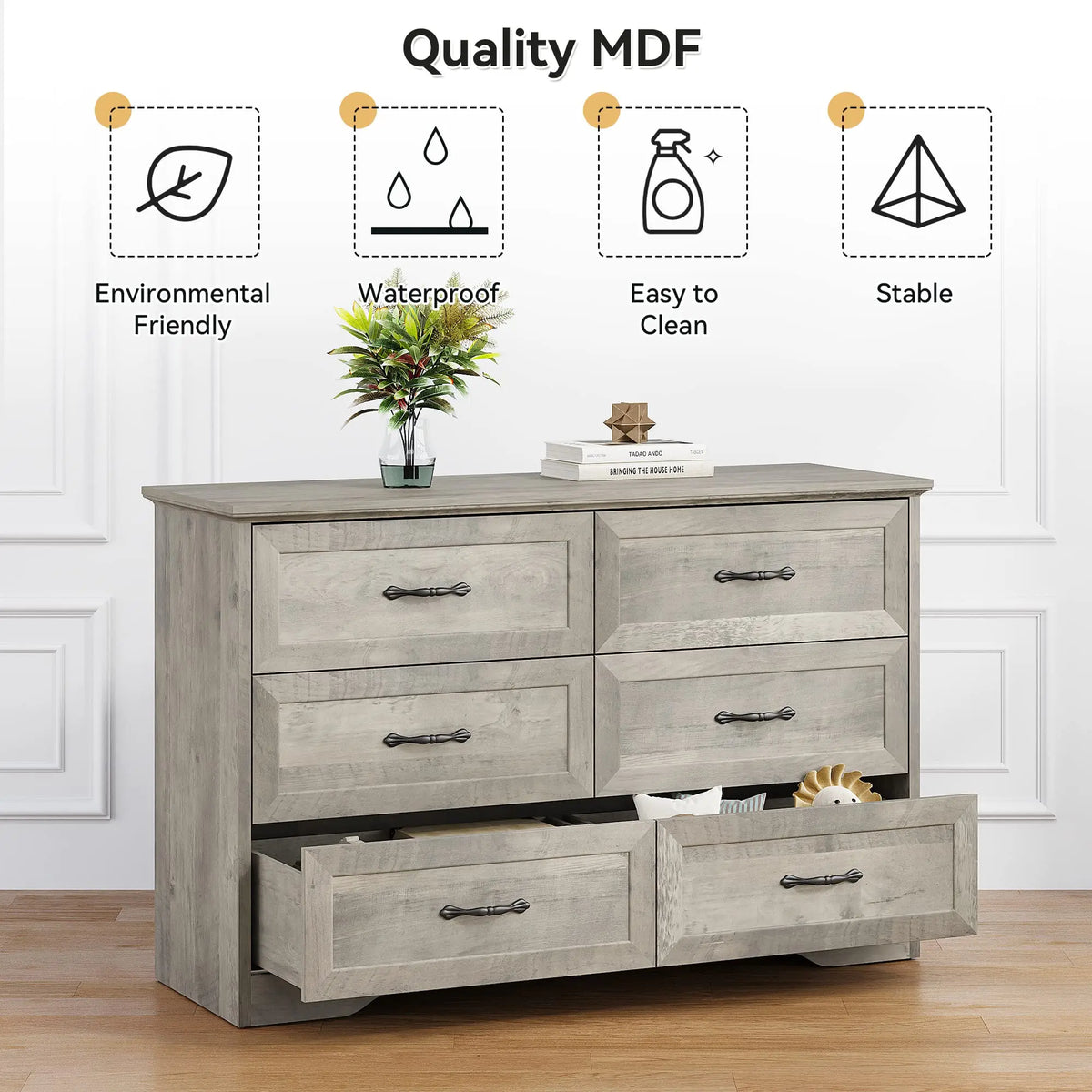 IDEALHOUSE Bedroom Dresser Chest With Drawers For Living Room