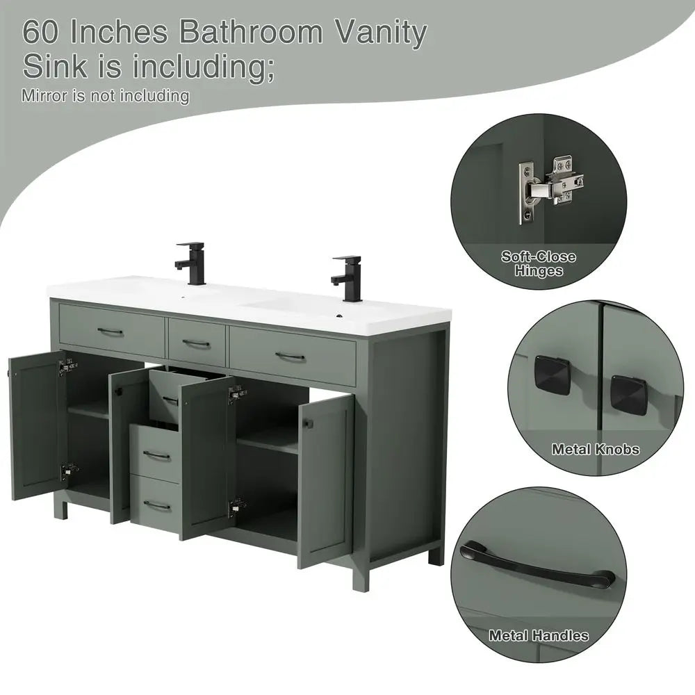 Double Sink Bathroom Vanity Cabinet With Four Doors And Drawers