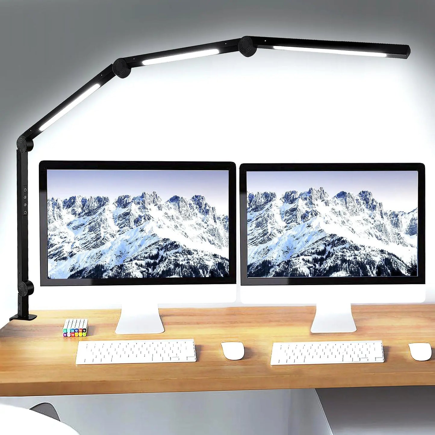 LED Desk Lamp With Clamp Flexible Swing Arm Dimmable