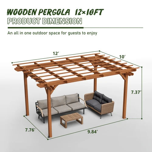 Wooden Outdoor Pergola Gazebo For Patio Garden Plant Support